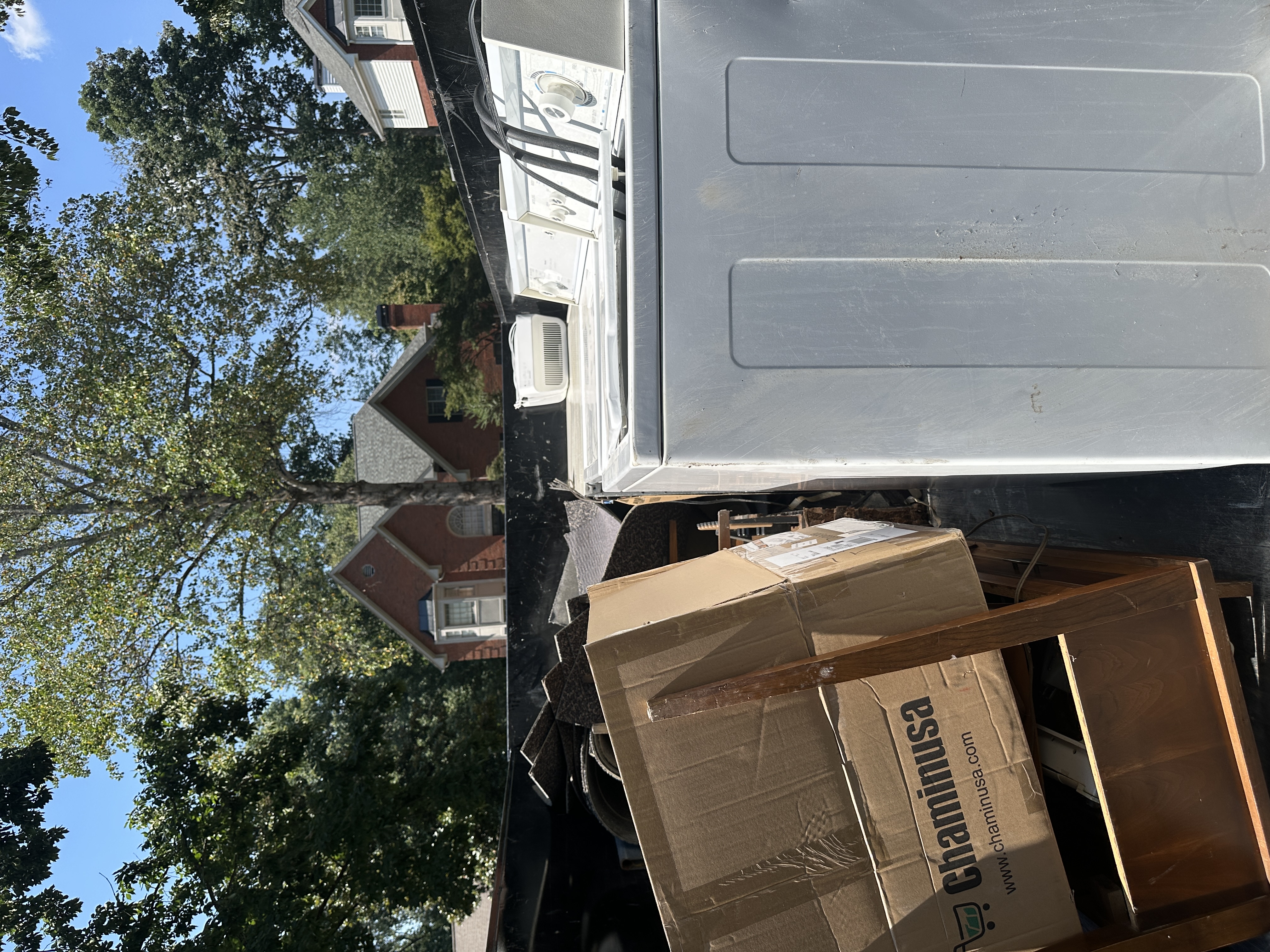 Washer and dryer loaded onto the trailer